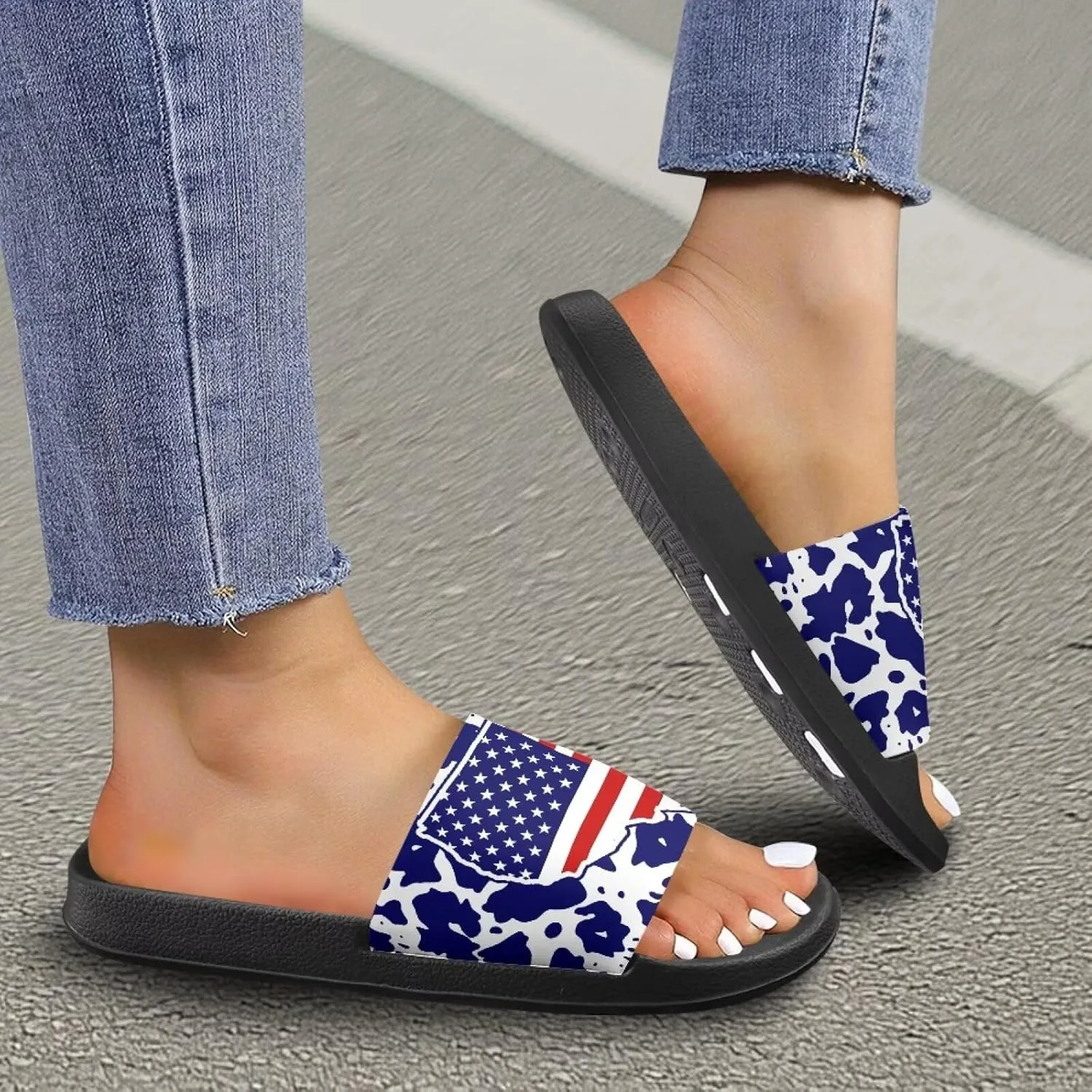 Womens Slide Sandal Lightweight Quick-dry Bathroom Shower Slippers Non Slip Open-toe EVA Slide Shoes Slippers for Bedroom House SizeUS 5-12.5
