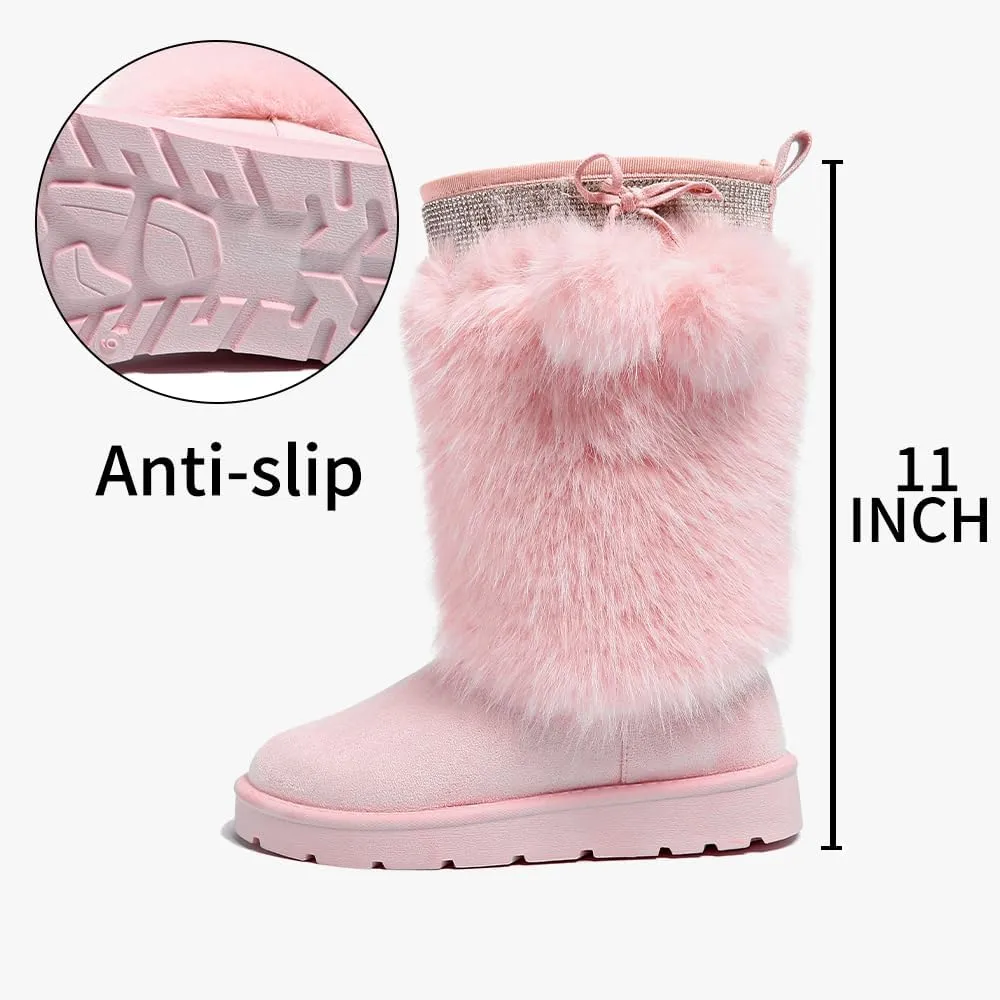 Women’s Snow Boots Mid-Calf Fur Lining Comfortable Winter Boots Flat Outdoor