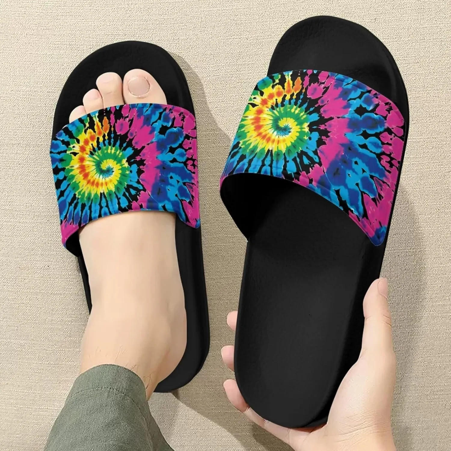 Womens Summer Black Flat Shoes EVA Anti-Slip Sole Shower Shoes Pool House Beach Slide Sandals Offering Great Comfort Slippers With Soft Leather
