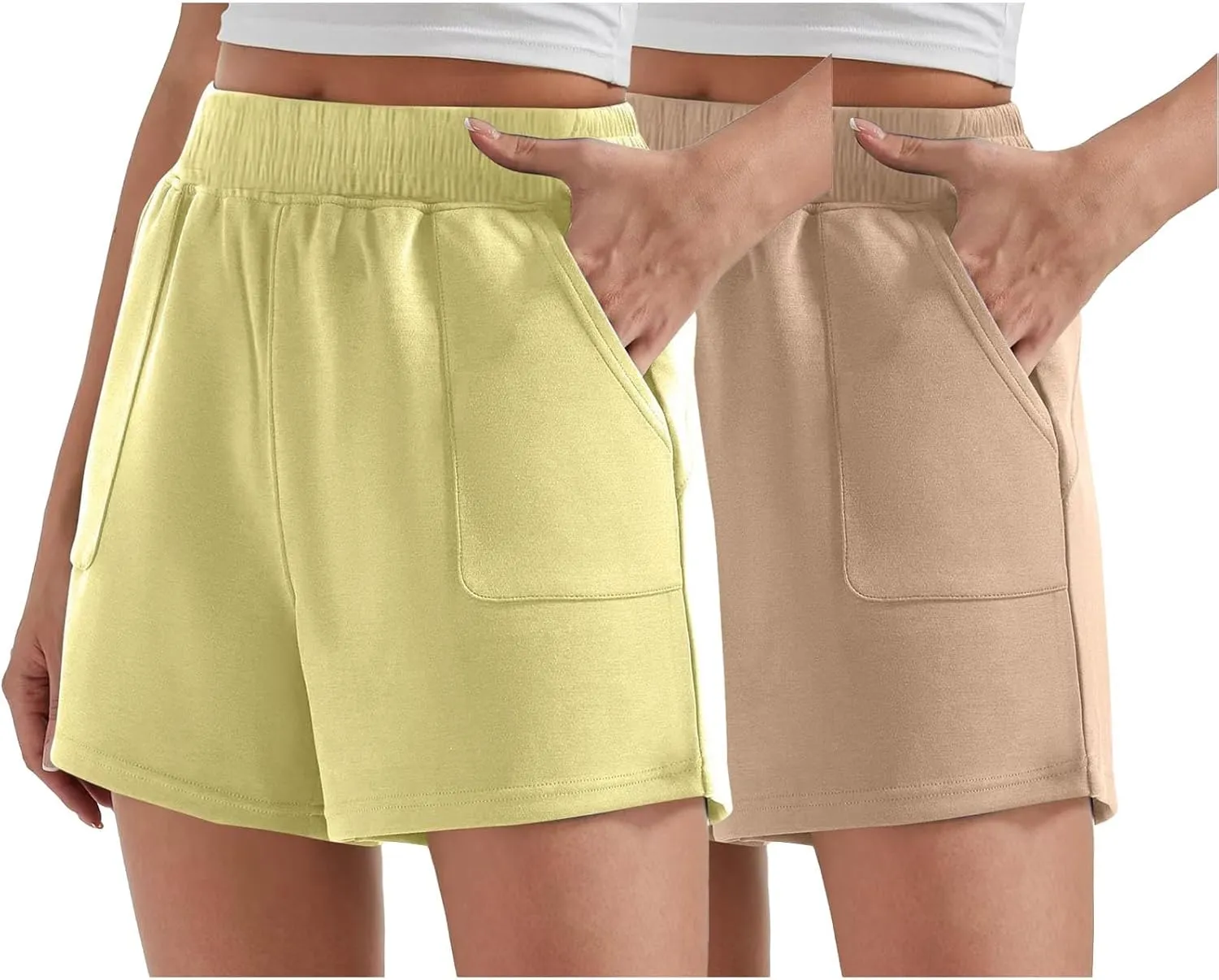 Womens Sweat Shorts 2 Pack Casual Athletic Running 2025 Summer Fashion High Waist with Pocket Comfy Workout Clothing
