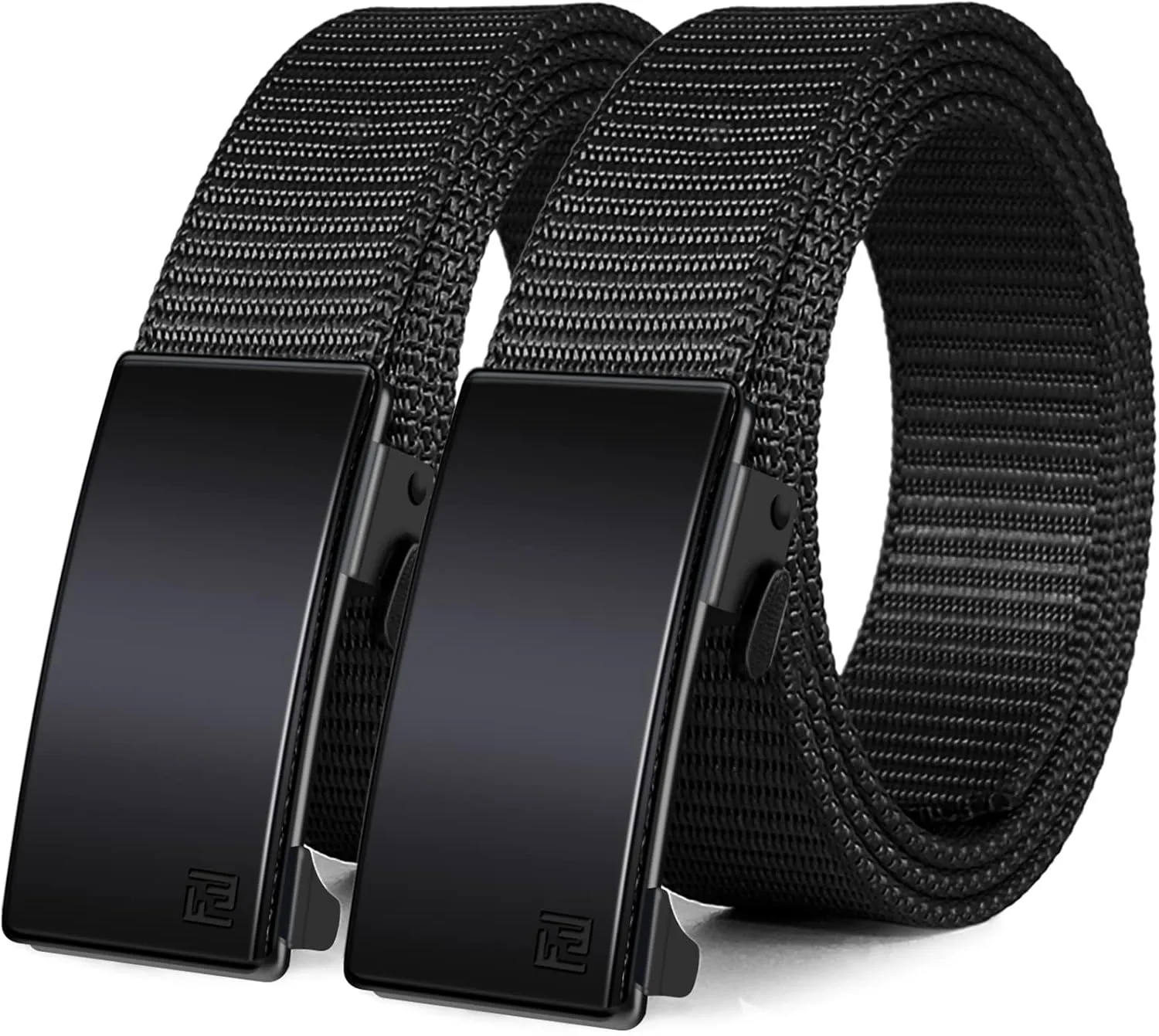 WONDAY 2 Pack Nylon Ratchet Golf Belts for Men, Casual Tactical Web Belt with Quick Release Automatic Slide Buckle
