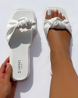 Xantia White Padded Knot Flat Sandals