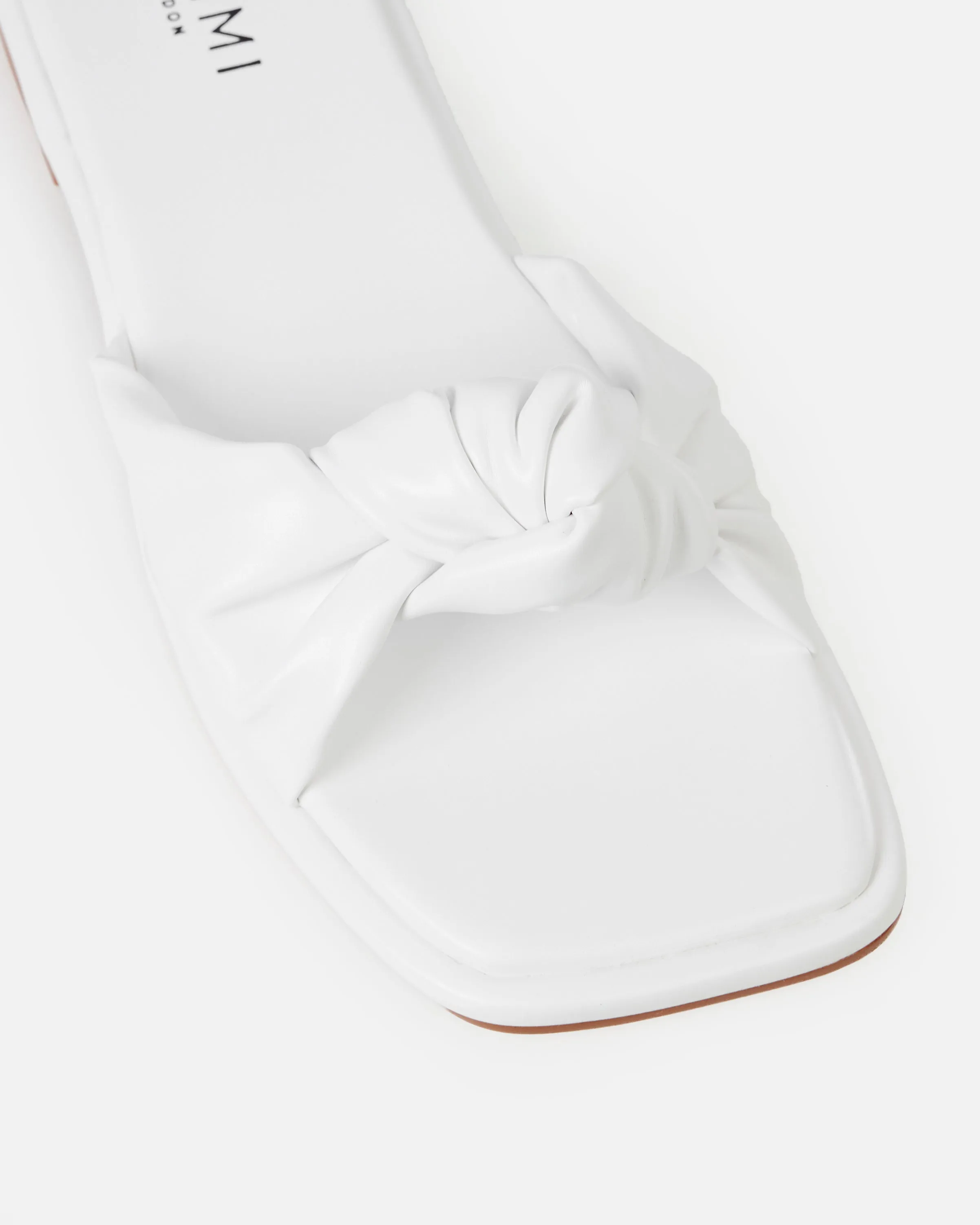 Xantia White Padded Knot Flat Sandals