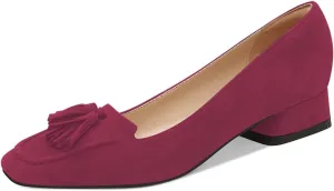 YDN Women Chunky Block Low Heel Loafers Square Toe Tassel Fringed Pump Slip On Dress Party Office Daily Shoe Size 4-15 US