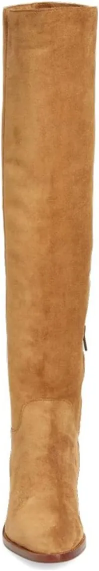 YDN Women Round Toe Knee High Boots Comfy Flat Heel Riding Boots V Cut Side Zipper Casual Office Shoes Size 4-15 US