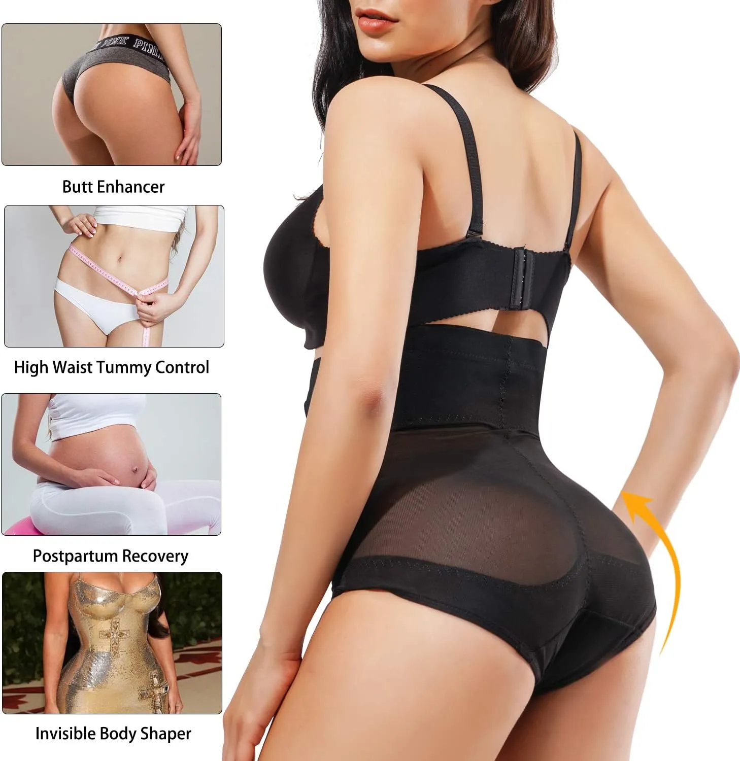 YERKOAD Shapewear for Women Waist Trainer Tummy Control Butt Lifter Panties Hi-waist Short Stomach Body Shaper Cincher Girdle