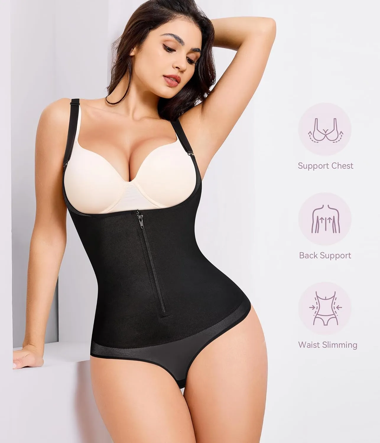 YERKOAD Women Shapewear Bodysuit Latex Waist Trainer Full Body Shaper Tummy Control Fajas Colombianas Zipper Open Bust Corset