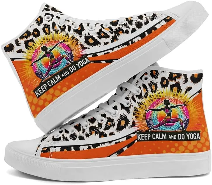 Yoga Printed High-Top Canvas Shoes for Women Unisex Fashion Lace Up Sneakers Casual Walking Tennis Trainer for Girls