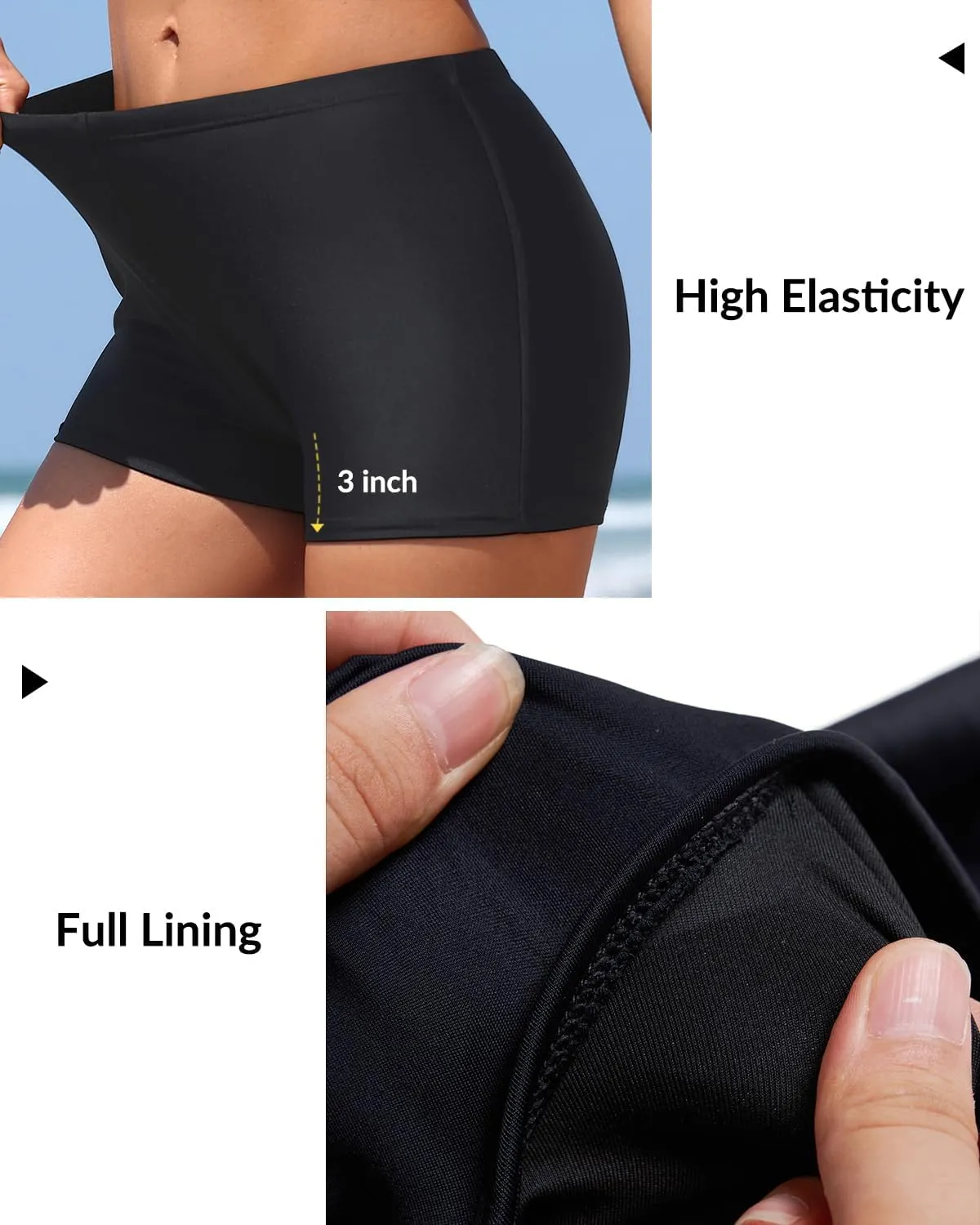 Yonique Womens Swim Shorts Solid Tankini Bottoms Swimsuit Bottoms(Available in Plus)