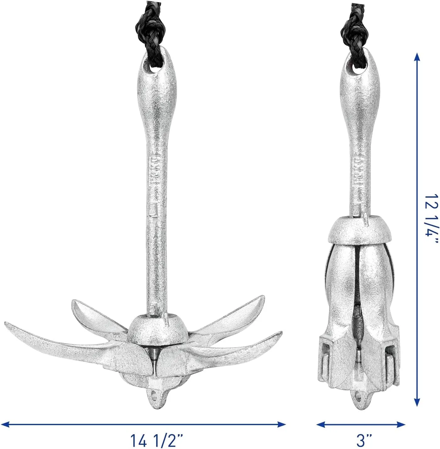 Young Marine Grapnel Anchor Kit for Small Boats, Kayaks, PWC, Jet Ski, Paddle Boards, etc. - 3.5 lbs