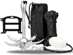 Young Marine Grapnel Anchor Kit for Small Boats, Kayaks, PWC, Jet Ski, Paddle Boards, etc. - 3.5 lbs