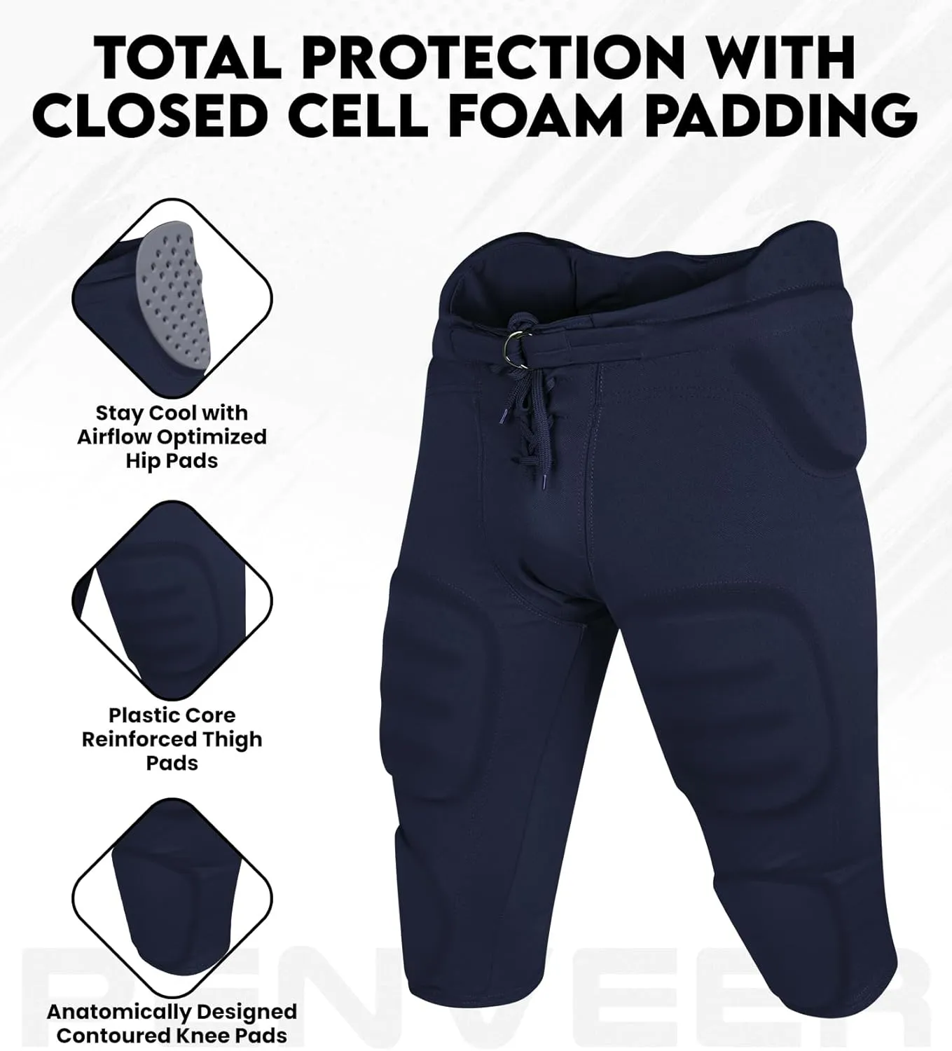 Youth Football Pants - Safety Integrated Comfortable Youth Football Practice Pants for Boys