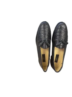 Zelli Mens Genuine Ostrich Black Leather Shoes Size 9.5 N