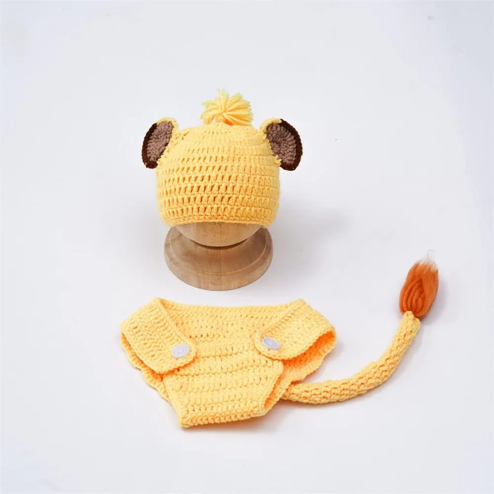 Zeroest Newborn Photography Props Outfits, Crochet Lion Sets for Baby photoshoot Infants Girl Boy Picture Photo Costume