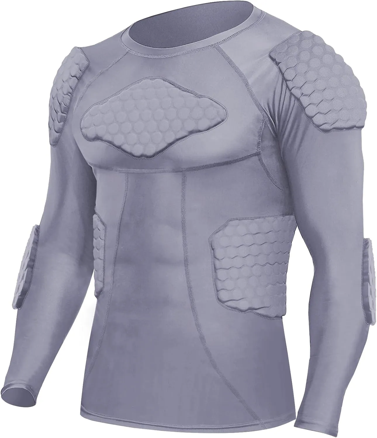 Zicac Men's Sports Shock Rash Guard Compression Padded Shirt Soccer Basketball Protective Gear Chest Rib Guards