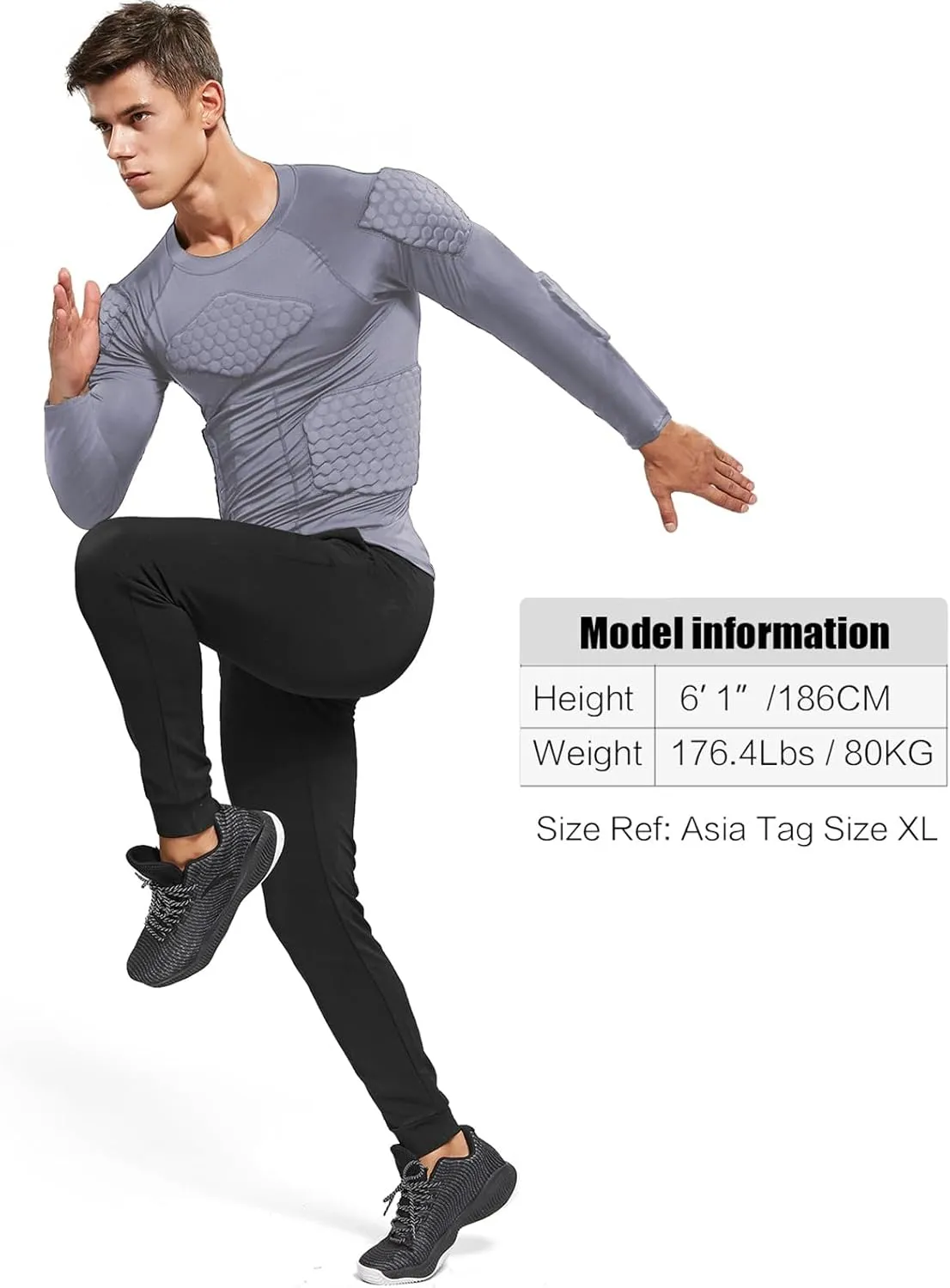 Zicac Men's Sports Shock Rash Guard Compression Padded Shirt Soccer Basketball Protective Gear Chest Rib Guards