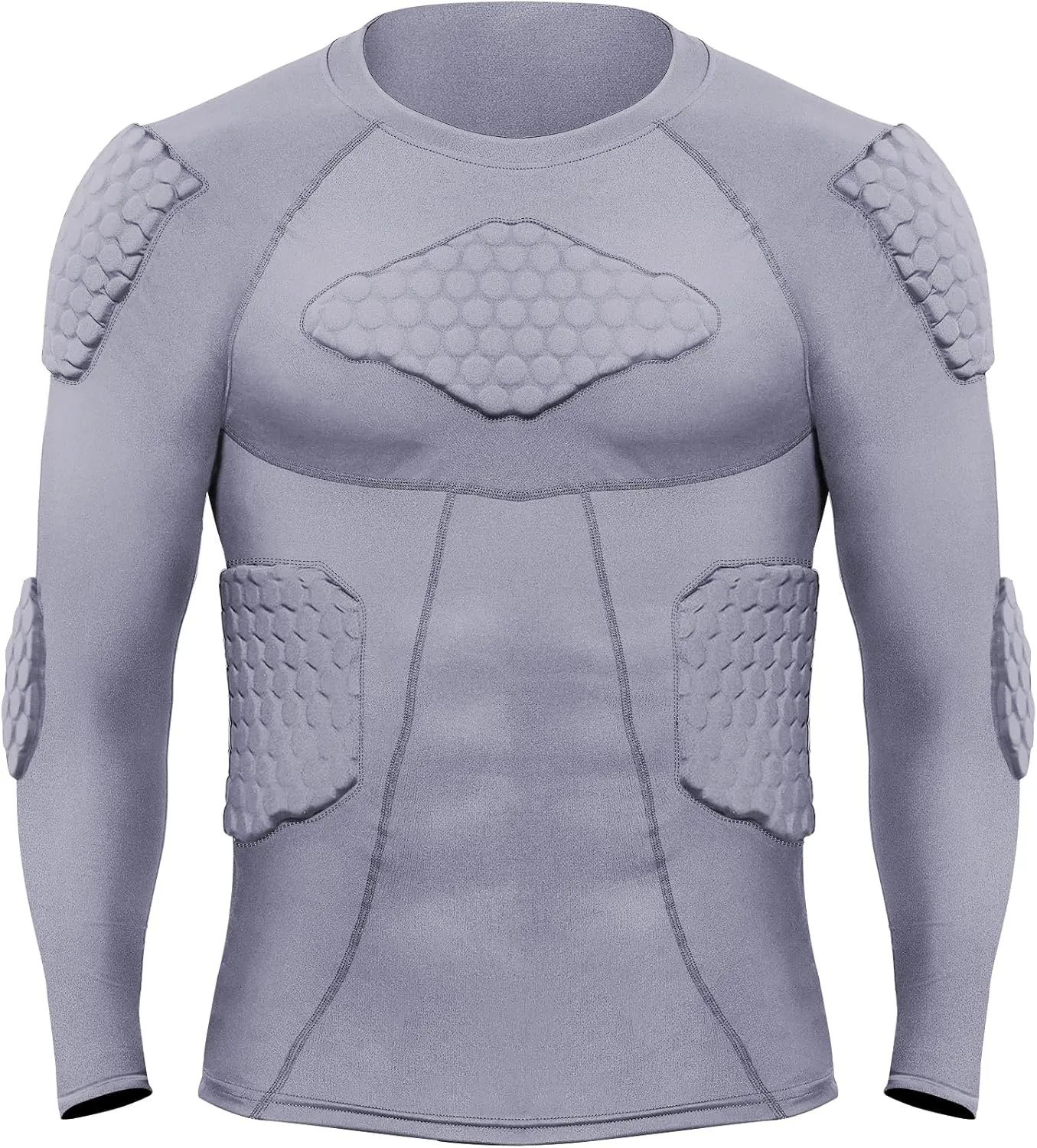 Zicac Men's Sports Shock Rash Guard Compression Padded Shirt Soccer Basketball Protective Gear Chest Rib Guards