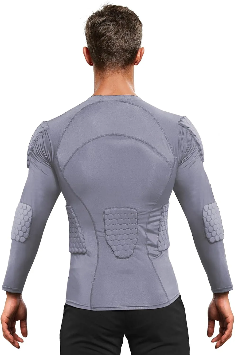 Zicac Men's Sports Shock Rash Guard Compression Padded Shirt Soccer Basketball Protective Gear Chest Rib Guards