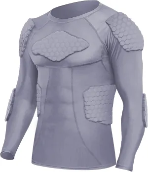 Zicac Men's Sports Shock Rash Guard Compression Padded Shirt Soccer Basketball Protective Gear Chest Rib Guards